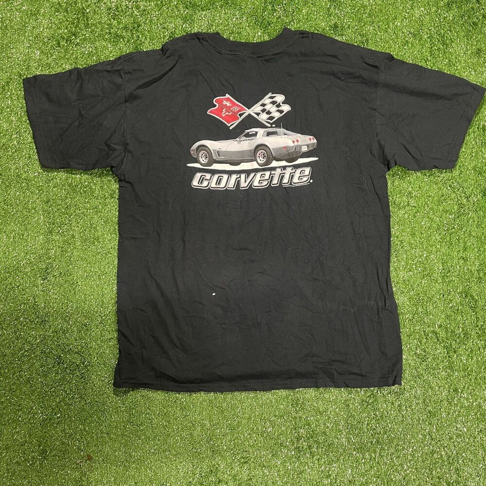 NWT Y2K Corvette T‑Shirt Men’s XL Black Spell Out 1980 Chevy Corvette C3 Graphic